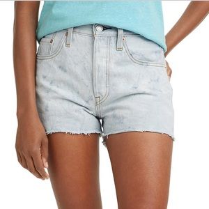 Levi's Women's 501 Cotton High-Rise Denim Shorts - Light blue with fading